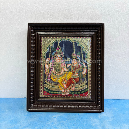 Tanjore Painting | Radha Krishna  | Chettinad Frame | - Gold Foil  - TPM127