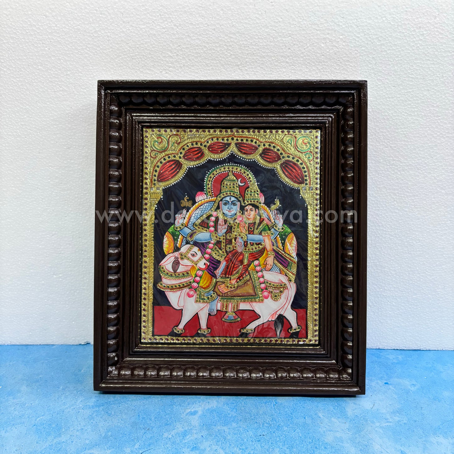Tanjore Painting | Sivan Parvathy  | Chettinad Frame | - Gold Foil  - TPM128