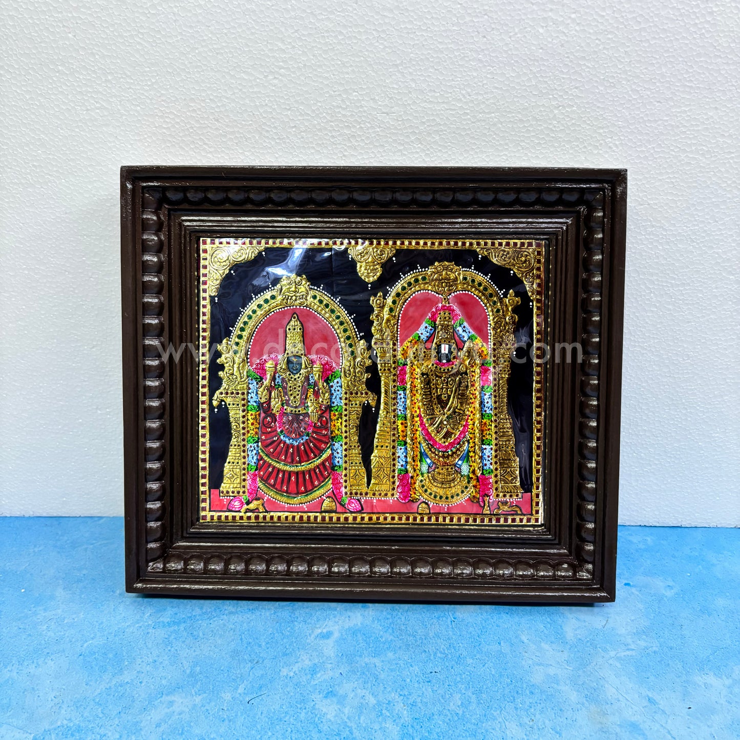 Tanjore Painting | Perumal Thayar | Chettinad Frame | - Gold Foil - TPM129