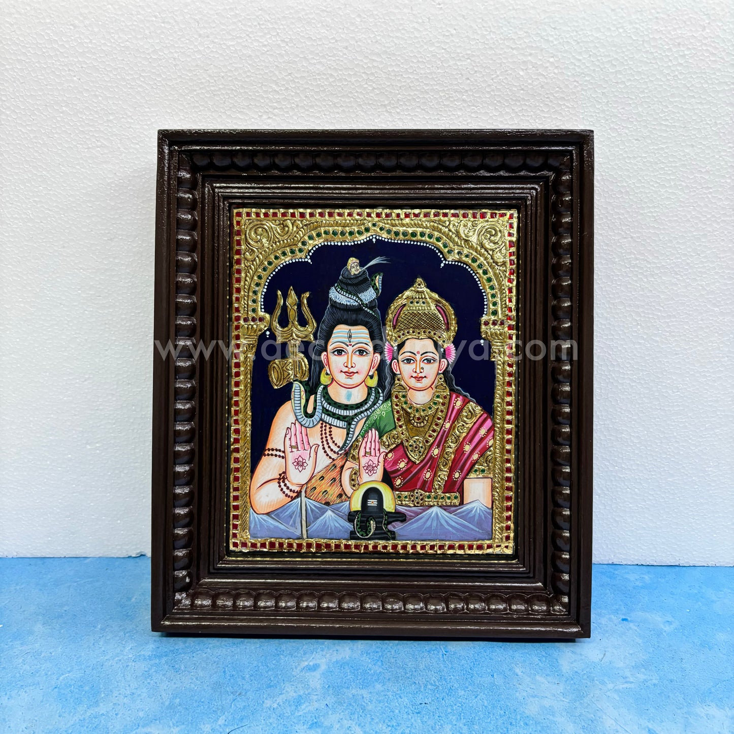 Tanjore Painting | Sivan Parvathy  | Chettinad Frame | - Gold Foil  - TPM130