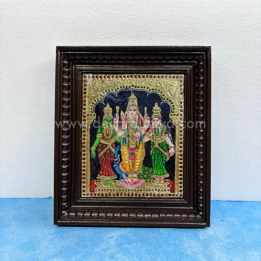 Tanjore Painting | Murugar Valli Deivanai | MVD  | Chettinad Frame | - Gold Foil  - TPM132