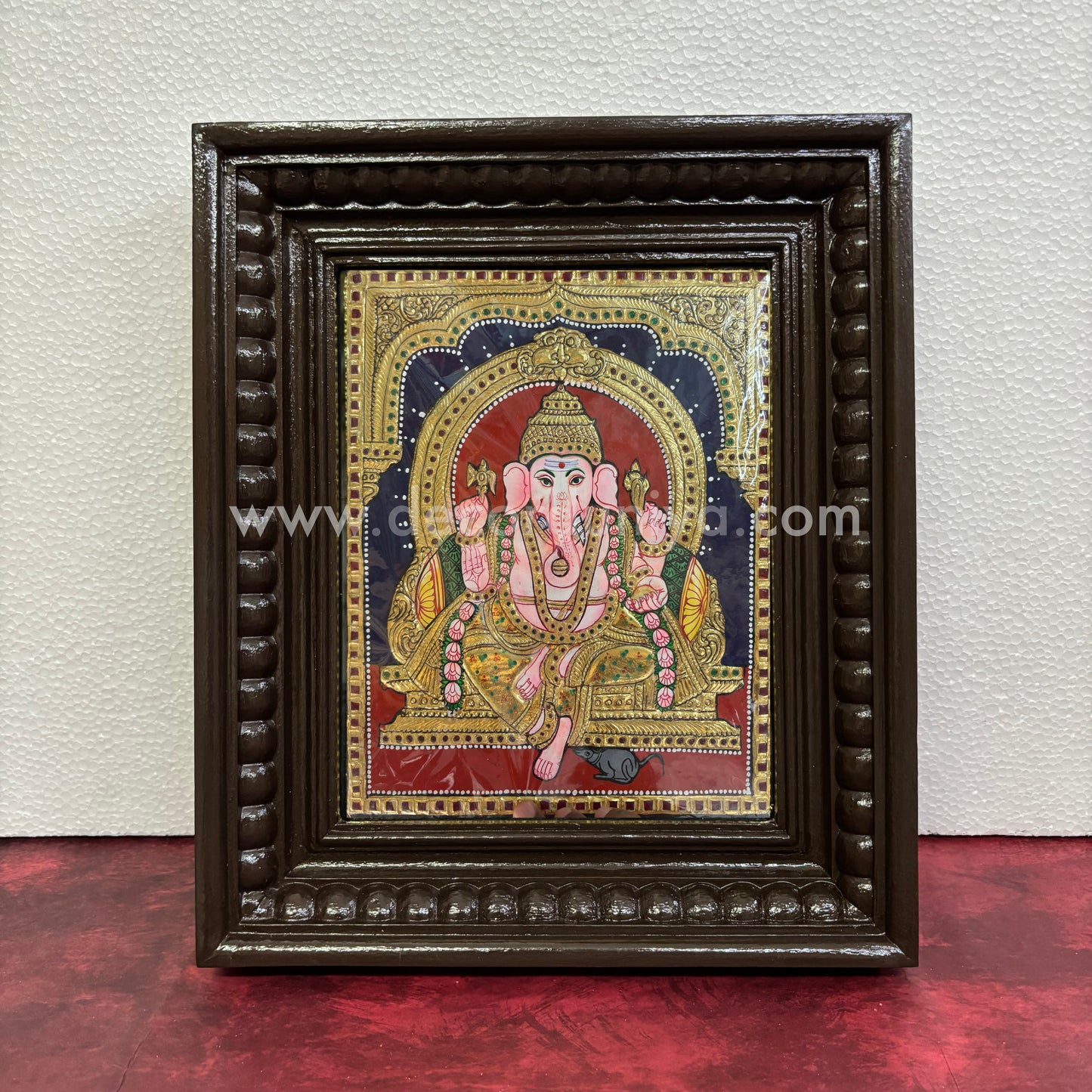 Tanjore Painting | Ganesha | Chettinad Frame | - Flat Gold Foil - TPM136