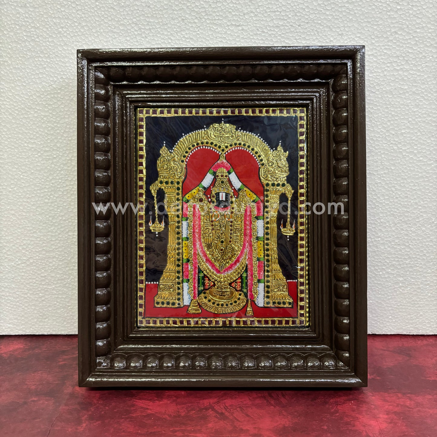 Tanjore Painting | Perumal | Chettinad Frame | - Flat Gold Foil - TPM138