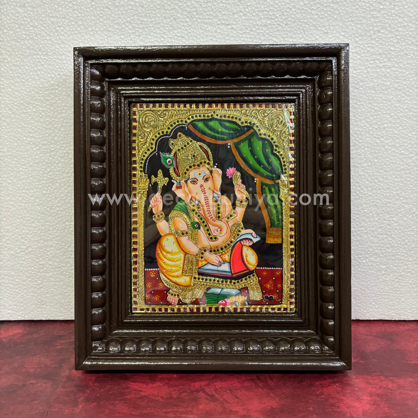 Tanjore Painting | Vidhya Ganapathy | Chettinad Frame | - Flat Gold Foil  - TPM139