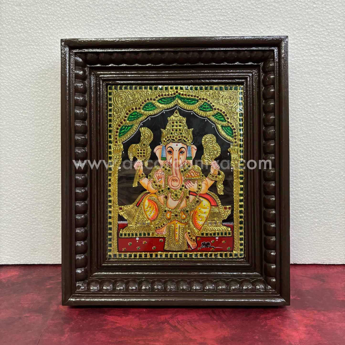 Tanjore Painting | Ganesha | Chettinad Frame | - Flat Gold Foil - TPM141