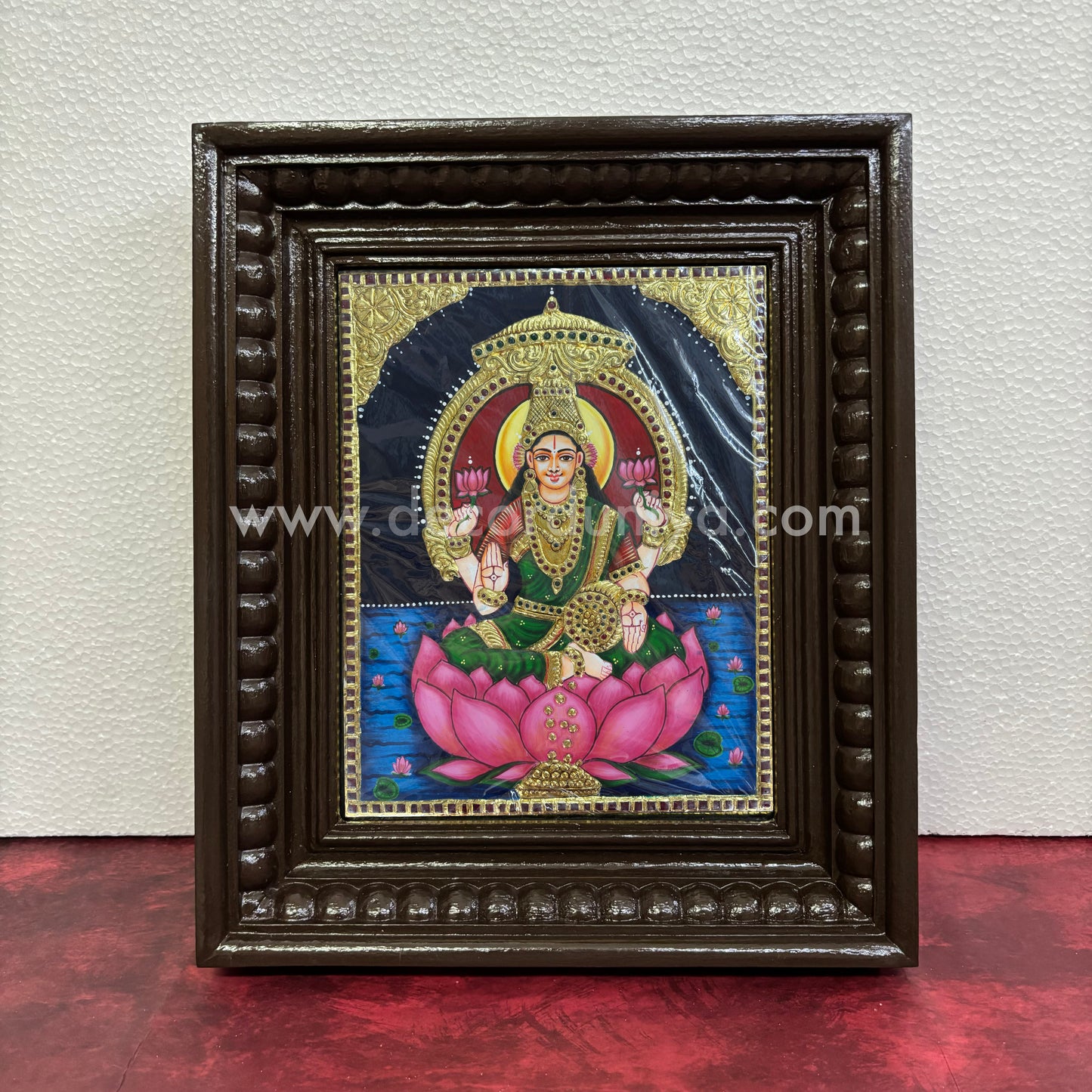 Tanjore Painting | Mahalakshmi | Chettinad Frame | - Flat Gold Foil  - TPM144