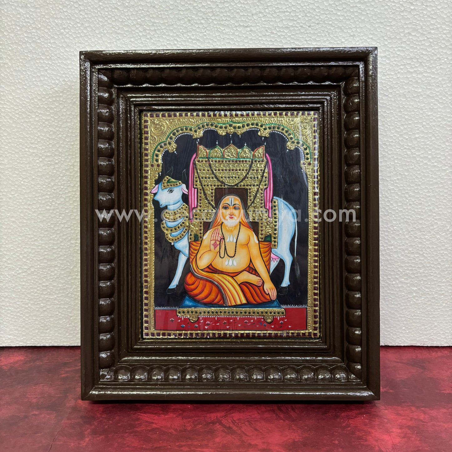 Tanjore Painting | Ragavendrar | Chettinad Frame | - Gold Foil  - TPM151