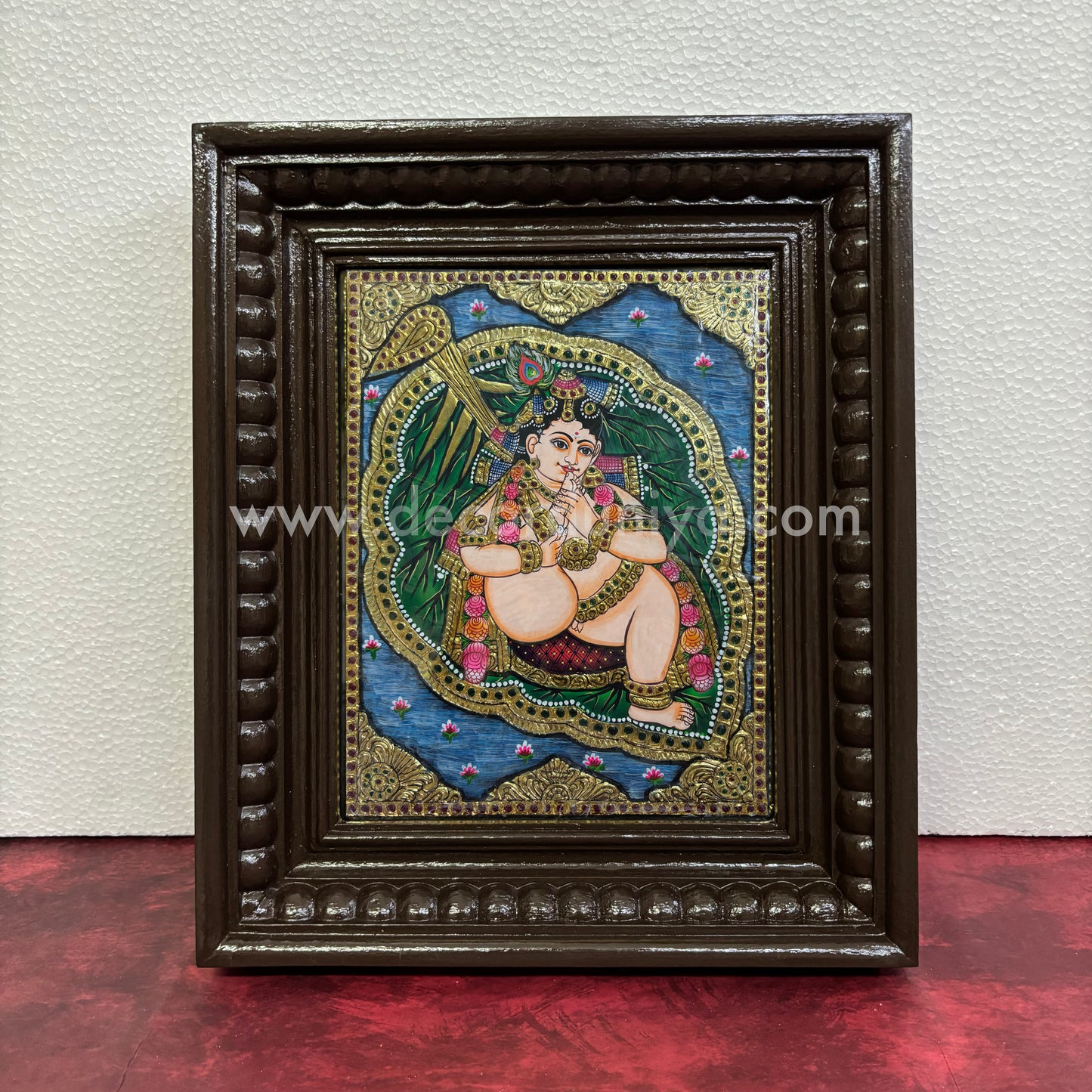 Tanjore Painting | Krishna | Kannan | Chettinad Frame | - Gold Foil  - TPM154