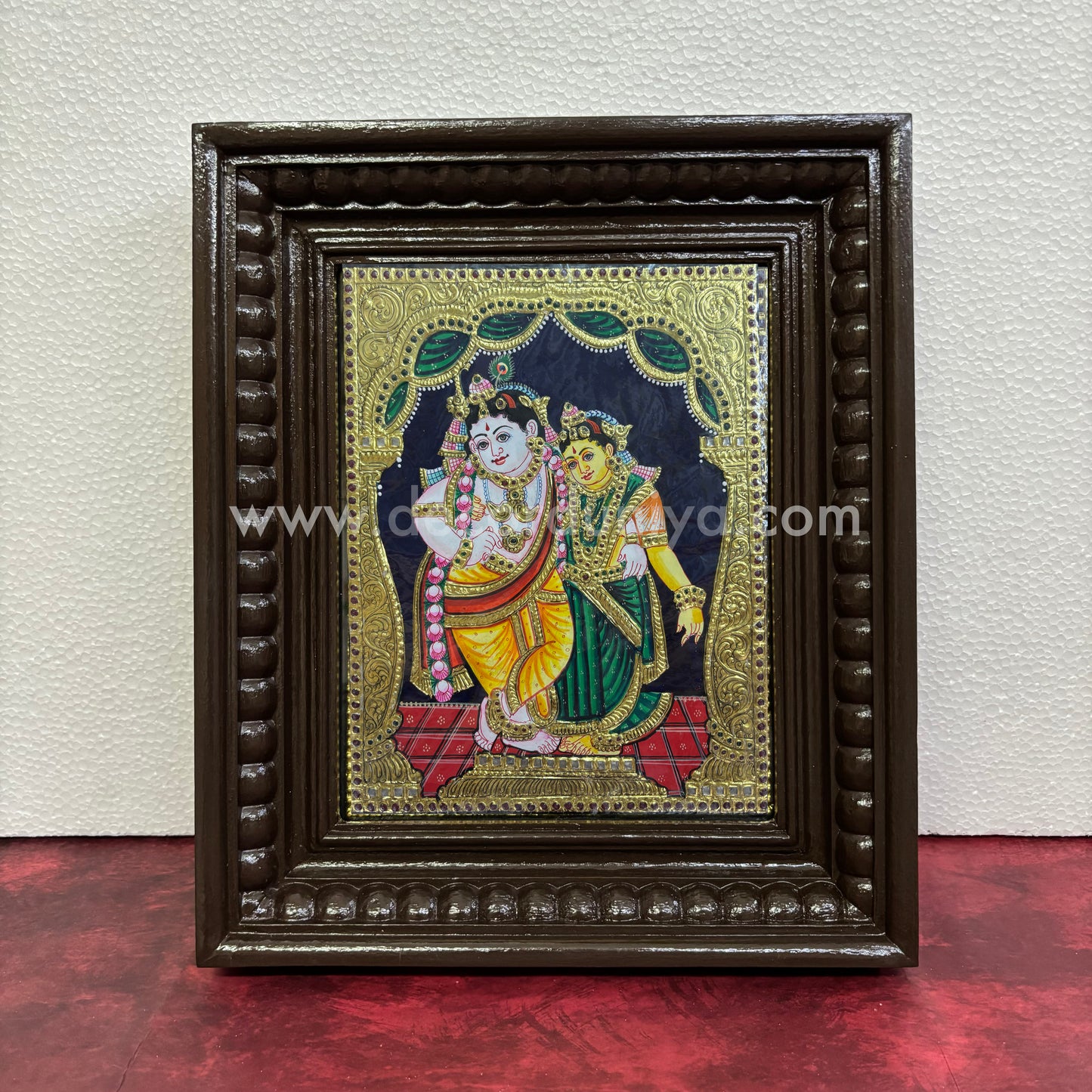 Tanjore Painting | Radha Krishna | Chettinad Frame | - Gold Foil - TPM156