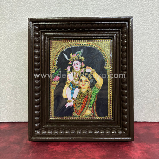 Tanjore Painting | Yashoda Krishna | Chettinad Frame | - Gold Foil  - TPM159