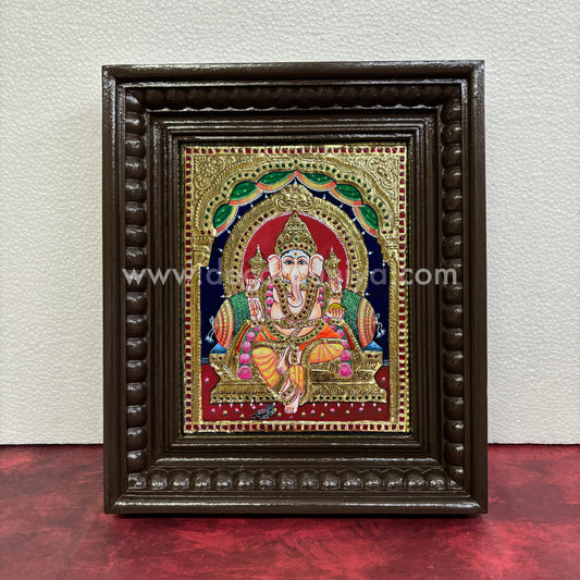 Tanjore Painting | Ganesha | Chettinad Frame | - Gold Foil  - TPM160