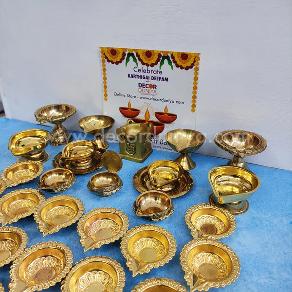 Karthigai Deepam - Vilakku Combo - Brass Diya Gift Box - VC1 - set of 27 lamps