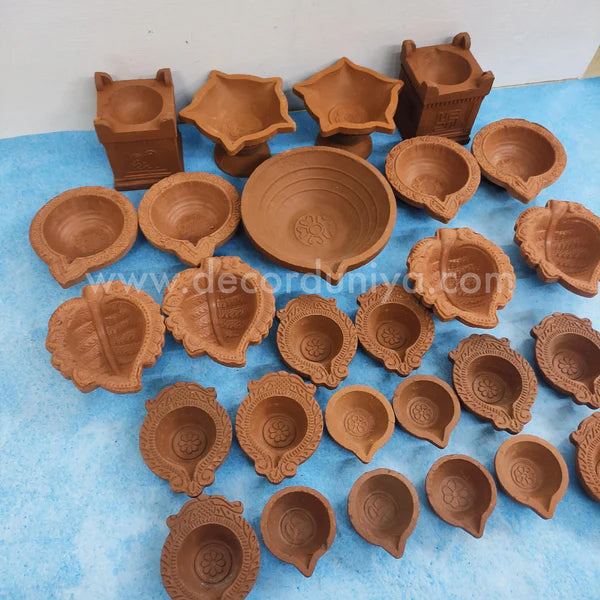 Karthigai Deepam - Vilakku Combo - Clay Diya Gift Box - VC4 - set of 27 lamps