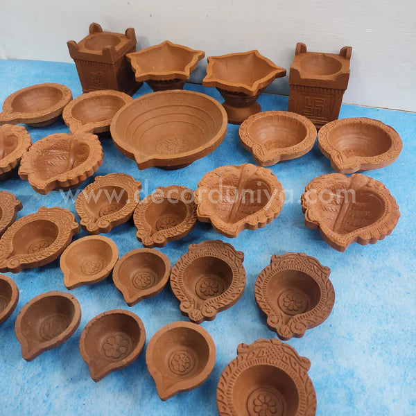 Karthigai Deepam - Vilakku Combo - Clay Diya Gift Box - VC4 - set of 27 lamps