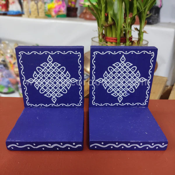 Wooden Kolam Wall Shelf Pair | Vilakku madam - VM35