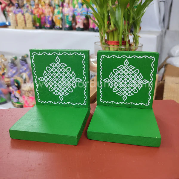 Wooden Kolam Wall Shelf Pair | Vilakku madam - VM36