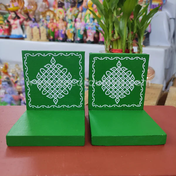 Wooden Kolam Wall Shelf Pair | Vilakku madam - VM36