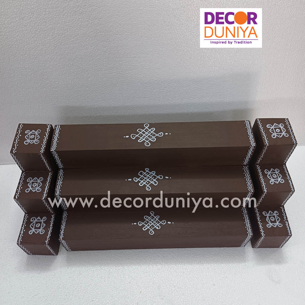 3 Step Golu Padi - Vigraham Stand - with Pair of Diya stand - VS09