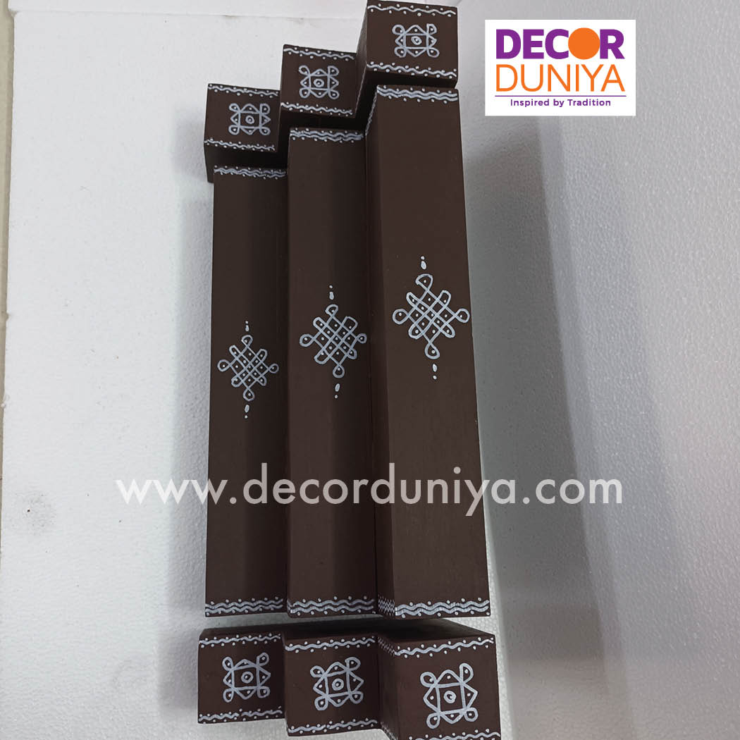 3 Step Golu Padi - Vigraham Stand - with Pair of Diya stand - VS09