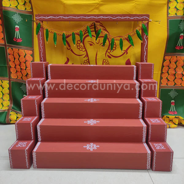 5 Step - Golu Padi - Vigraham Stand with 5 Step Diya Padi and Backdrop Flower Stand - VS14