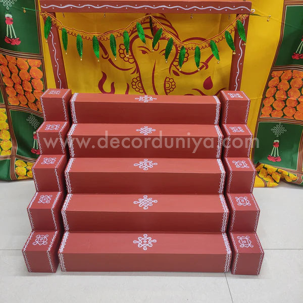 5 Step - Golu Padi - Vigraham Stand with 5 Step Diya Padi and Backdrop Flower Stand - VS14