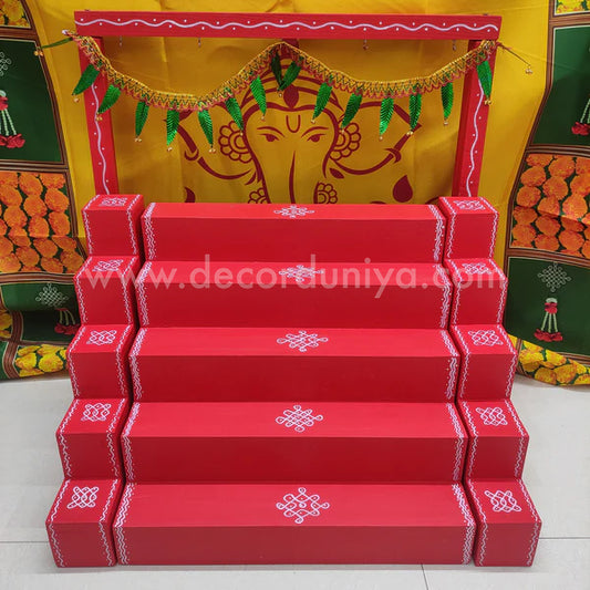 5 Step - Golu Padi - Vigraham Stand with 5 Step Diya Padi and Backdrop Flower Stand - VS17