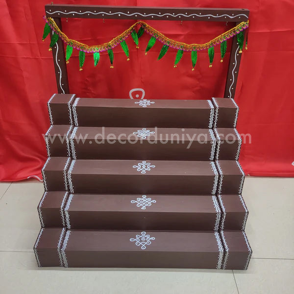 5 Step - Golu Padi - Vigraham Stand with 5 Step Diya Padi and Backdrop Flower Stand - VS22