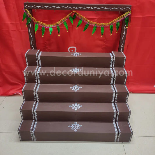 5 Step - Golu Padi - Vigraham Stand with 5 Step Diya Padi and Backdrop Flower Stand - VS22