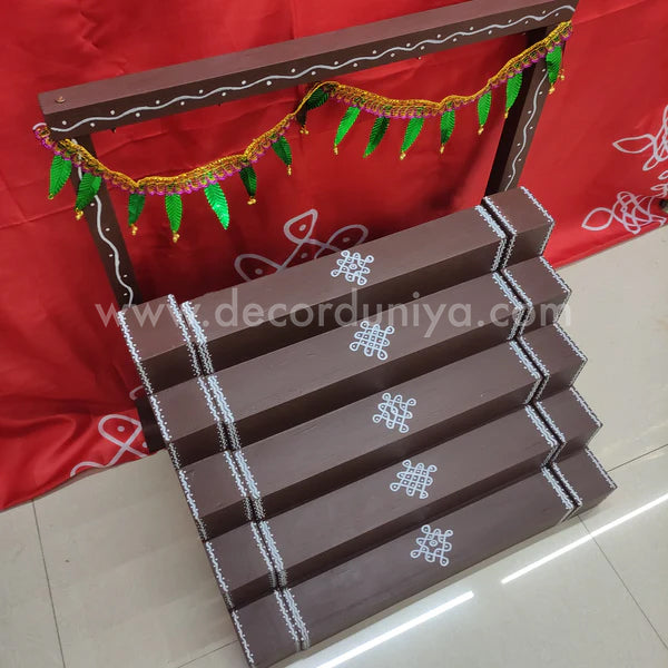 5 Step - Golu Padi - Vigraham Stand with 5 Step Diya Padi and Backdrop Flower Stand - VS22
