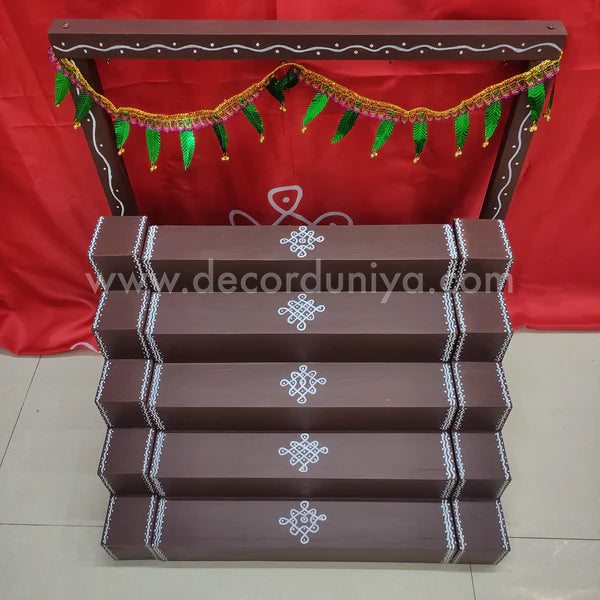 5 Step - Golu Padi - Vigraham Stand with 5 Step Diya Padi and Backdrop Flower Stand - VS22
