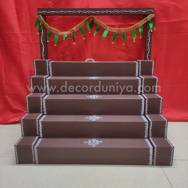 5 Step - Golu Padi - Vigraham Stand with 5 Step Diya Padi and Backdrop Flower Stand - VS22