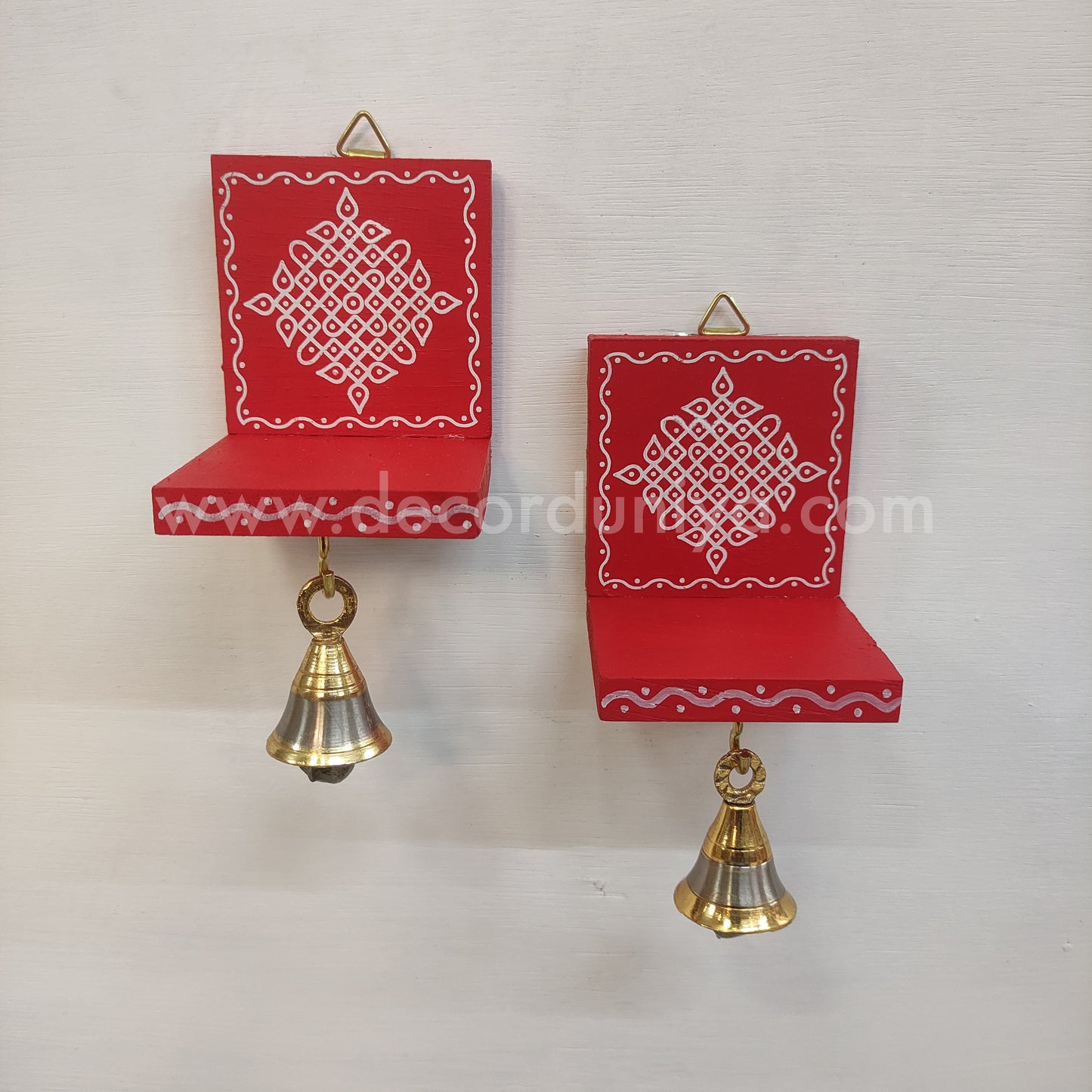 Wooden Kolam Wall Shelf Pair | Vilakku madam - VM41