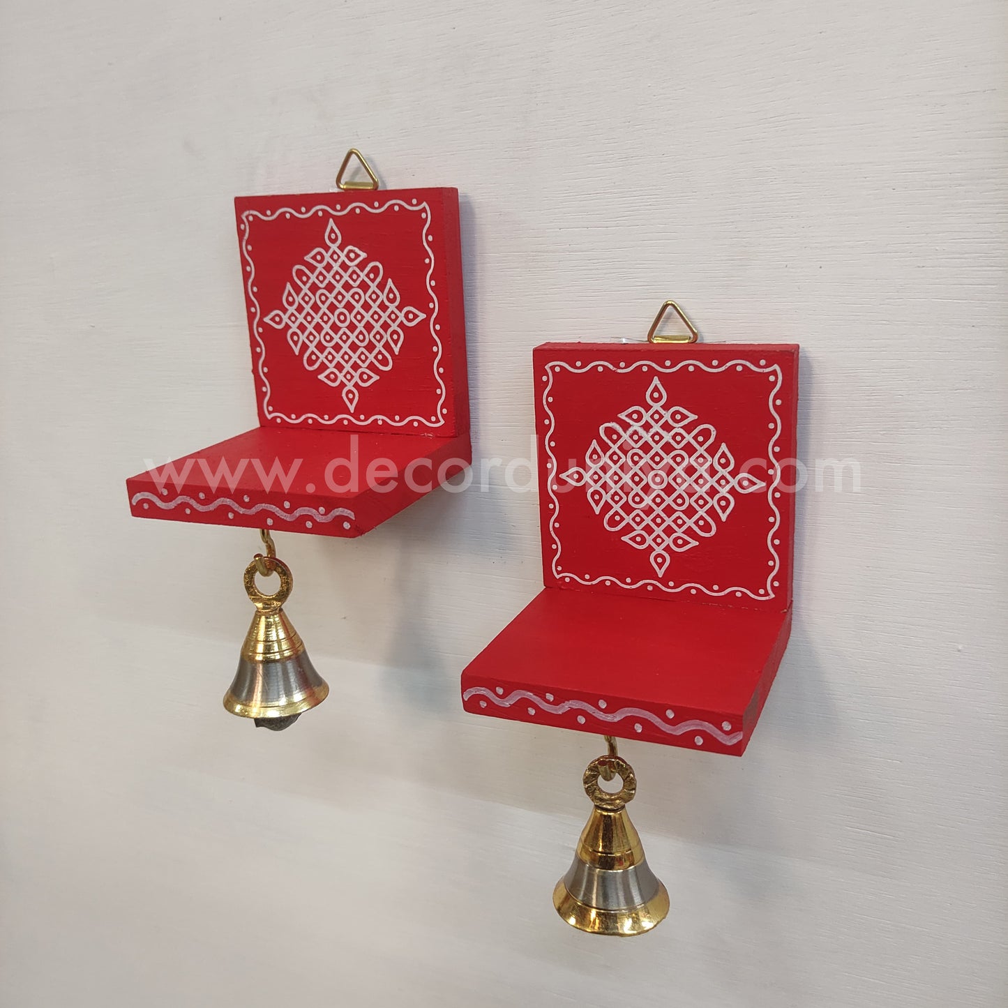 Wooden Kolam Wall Shelf Pair | Vilakku madam - VM41
