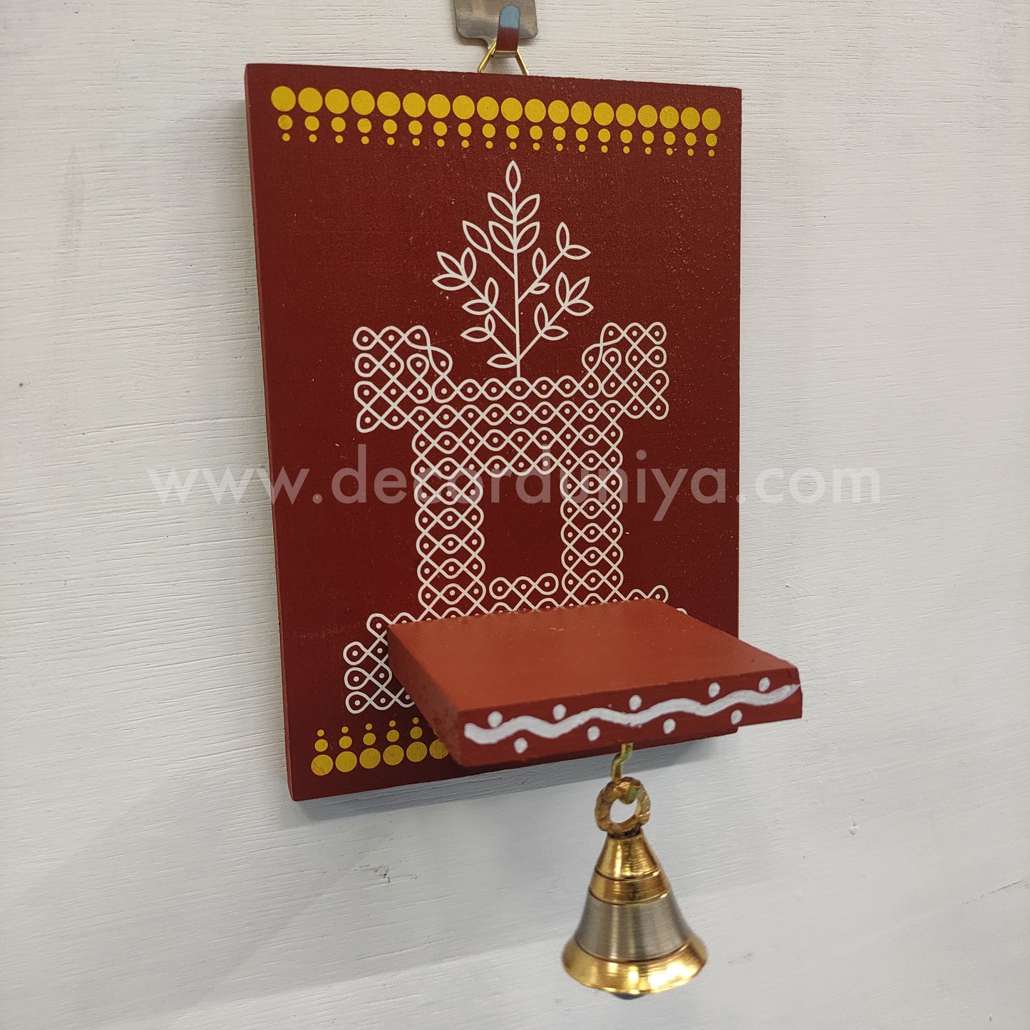 Wooden Kolam Wall Shelf, Vilakku Madam - VMN1