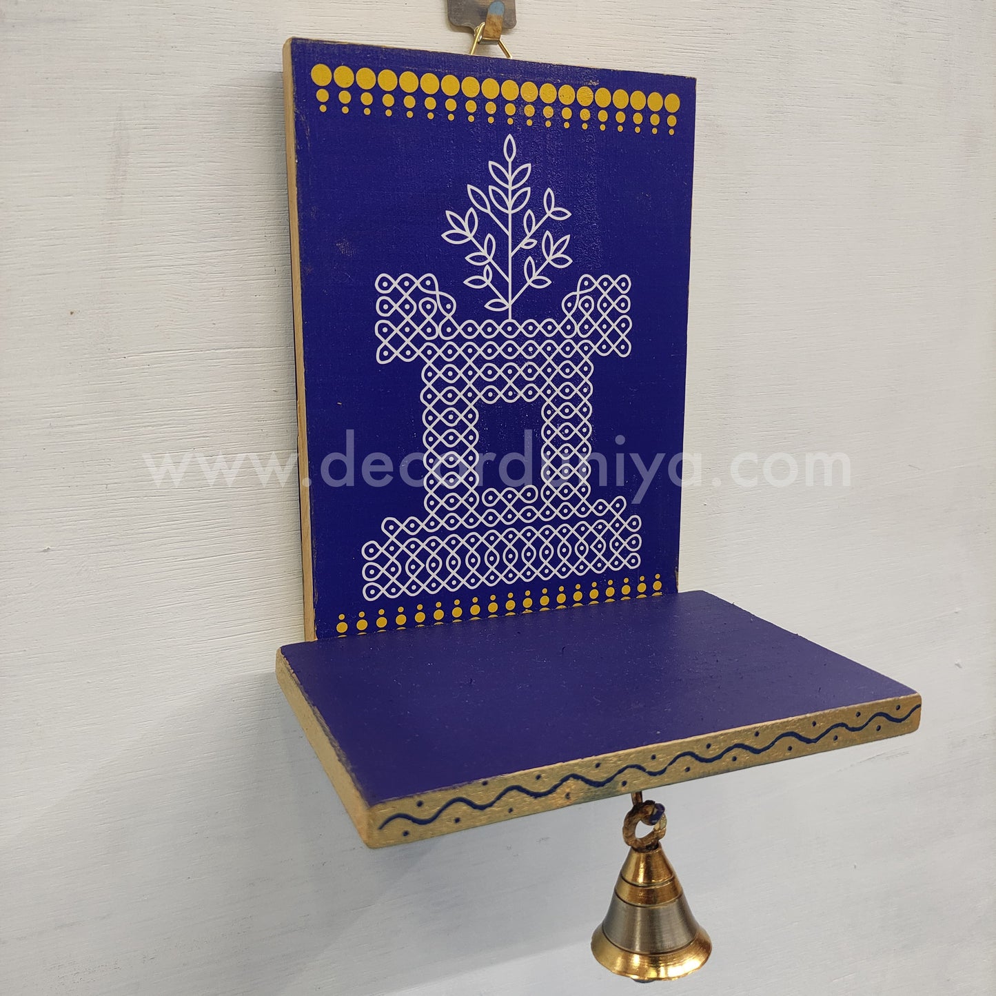 Wooden Kolam Wall Shelf, Vilakku Madam - VMN13