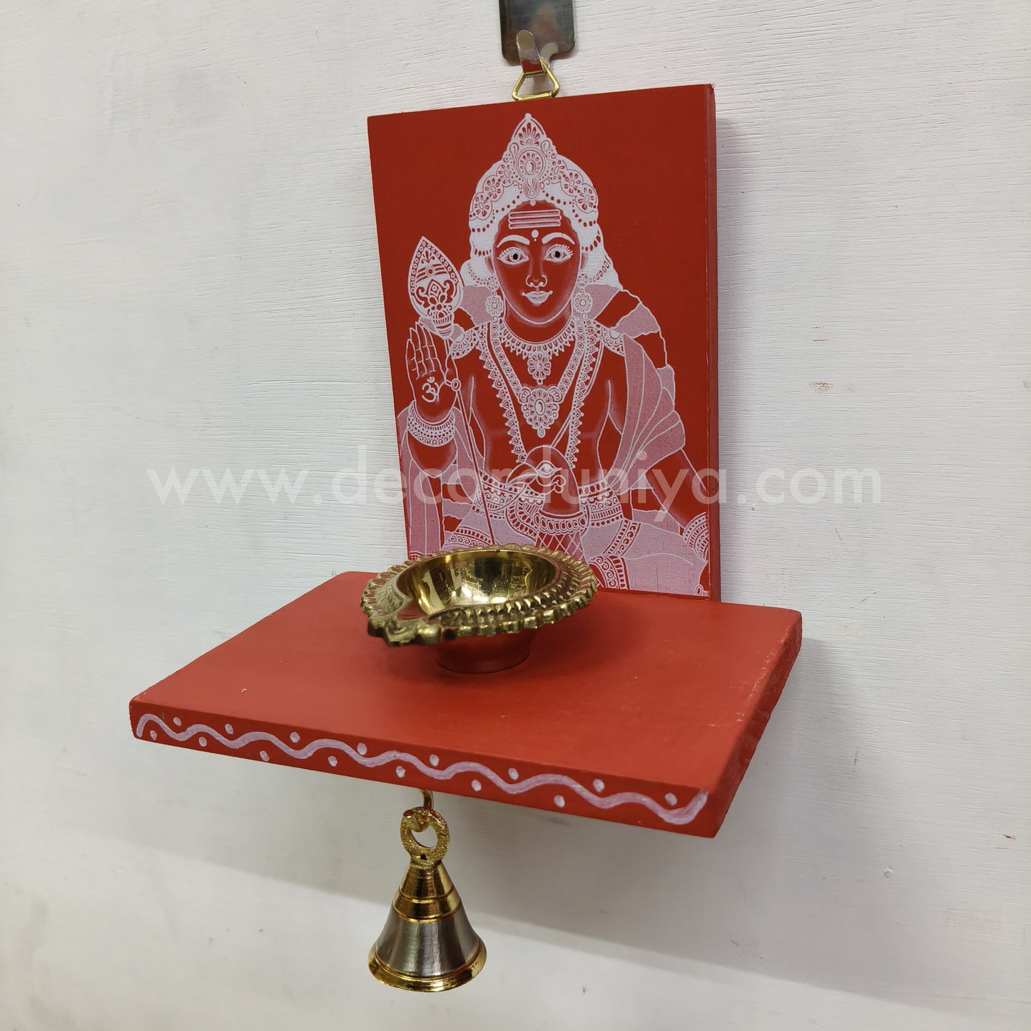 Wooden Murugar Kolam Wall Shelf Pair, Vilakku madam - VMM1