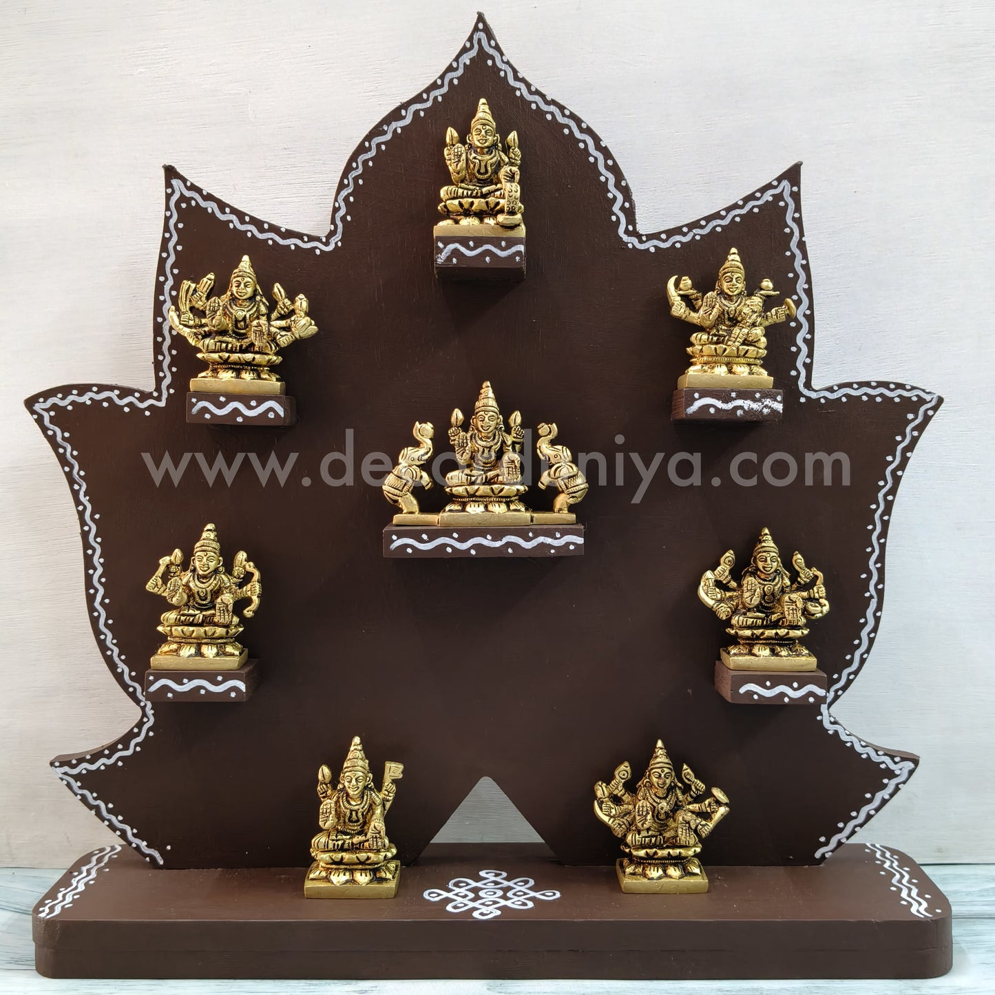 Wooden Handcrafted Stand with Brass Ashtalakshmi Set - ALC4