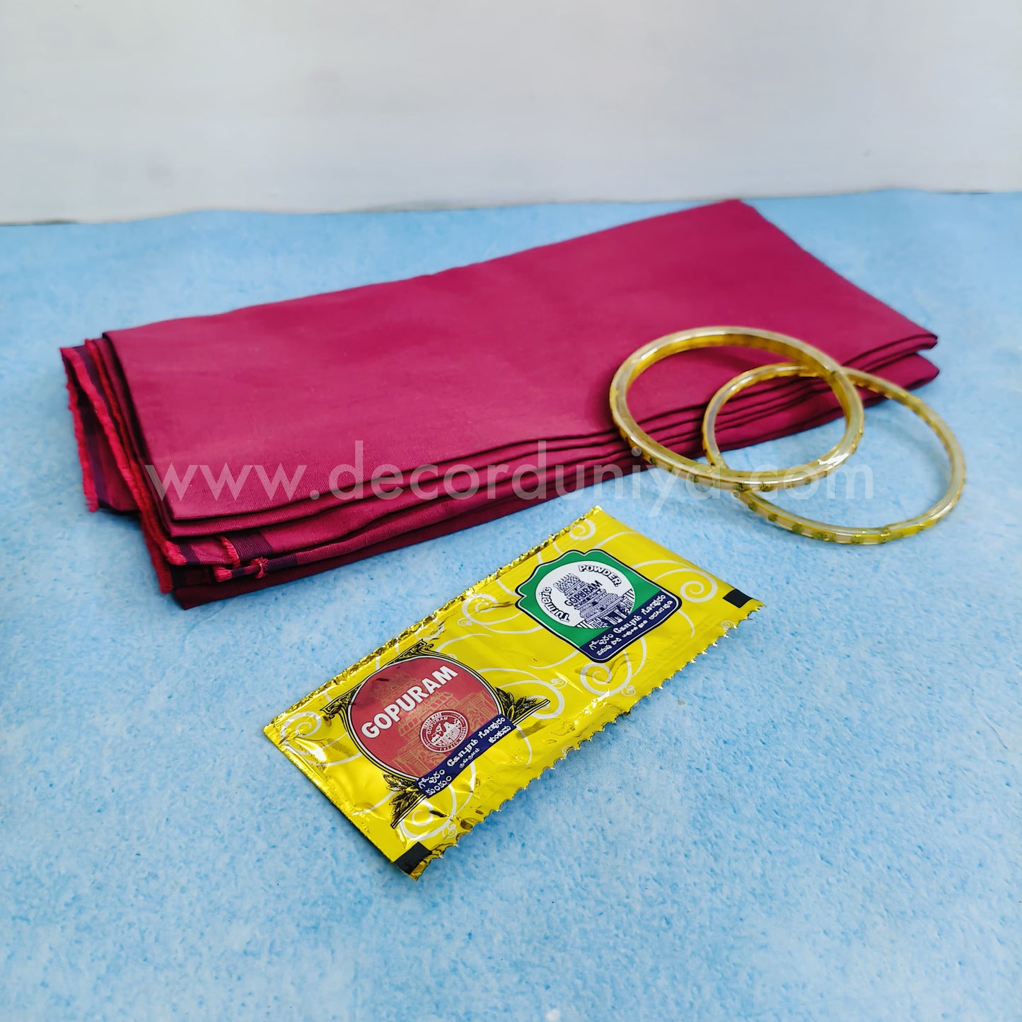 Silk Cotton Blouse Bit Combo | KumKum Holder, Bangles & Manjal KumKum Packet | Return Gift Combo - RGC2