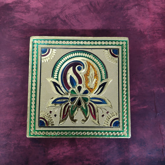 Wooden Meenakari Manai | Metalic Gold - MN110