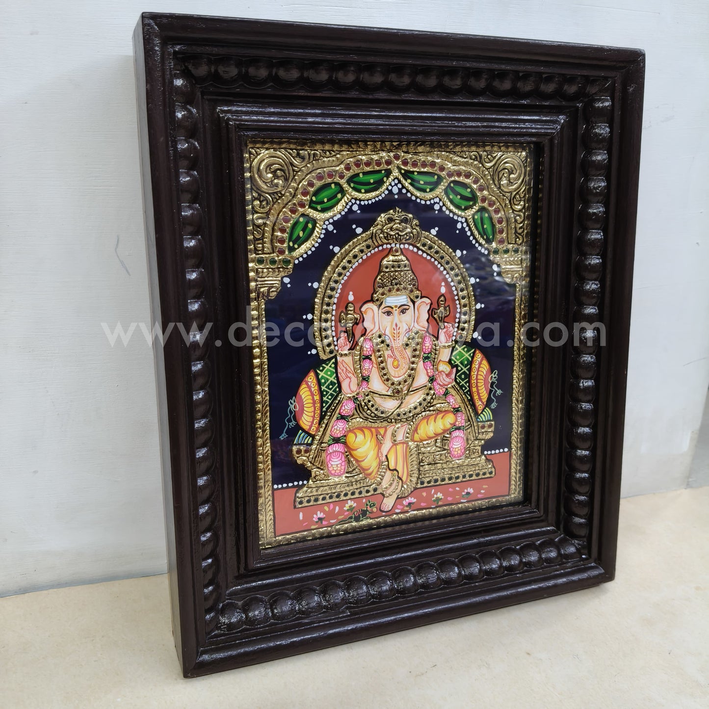 Tanjore Painting | Ganesha | Vinayagar | Chettinad Frame | - Flat Gold Foil - TPM106
