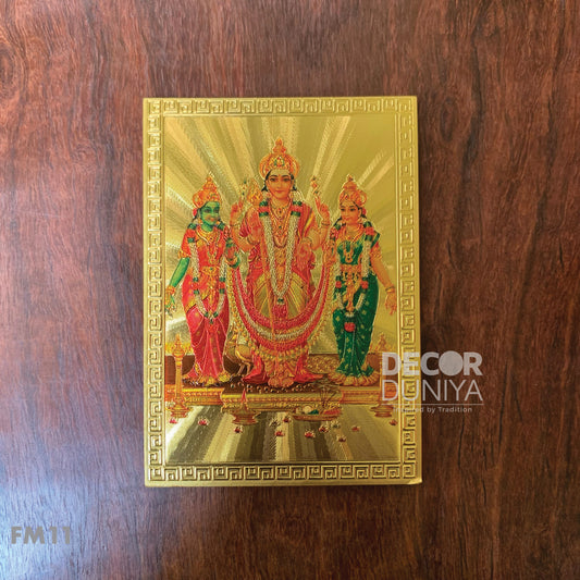 Fridge Magnet - Mettalic Gold Finish - Murugar, Valli, Deivanai - FM7