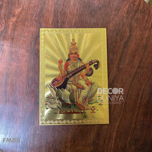 Fridge Magnet - Mettalic Gold Finish - Saraswathi - FM30