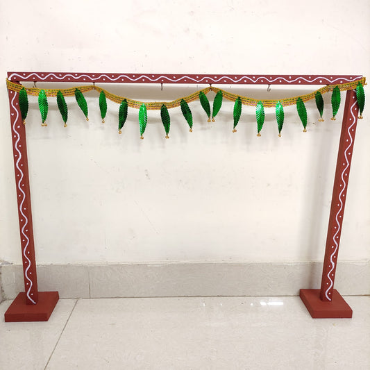 Backdrop Flower Stand for Pooja with Green Thoranam - BFS01