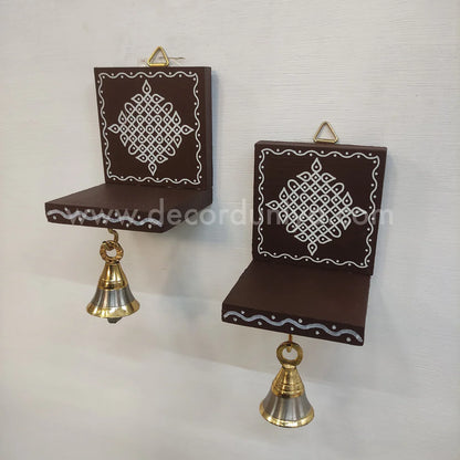 Wooden Kolam Wall Shelf Pair | Vilakku madam - VM42