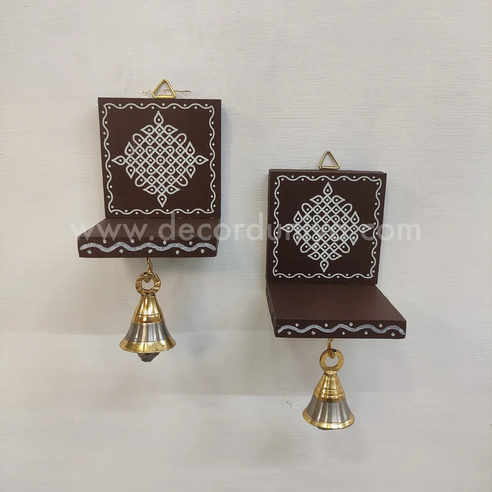 Wooden Kolam Wall Shelf Pair | Vilakku madam - VM42