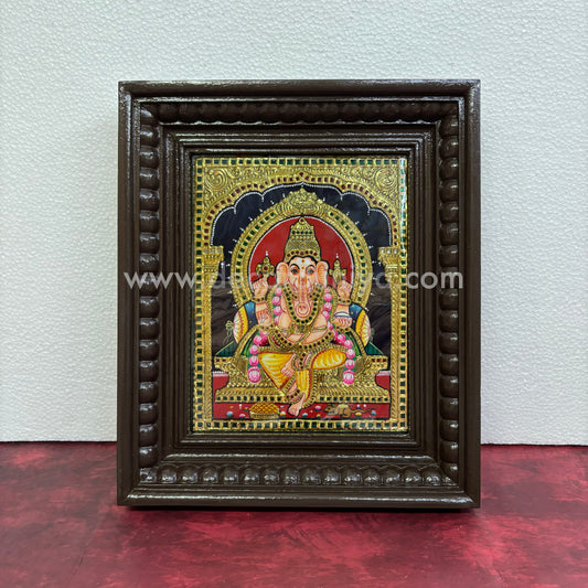 Tanjore Painting | Ganesha | Vinayagar | Chettinad Frame | - Flat Gold Foil  - TPM105