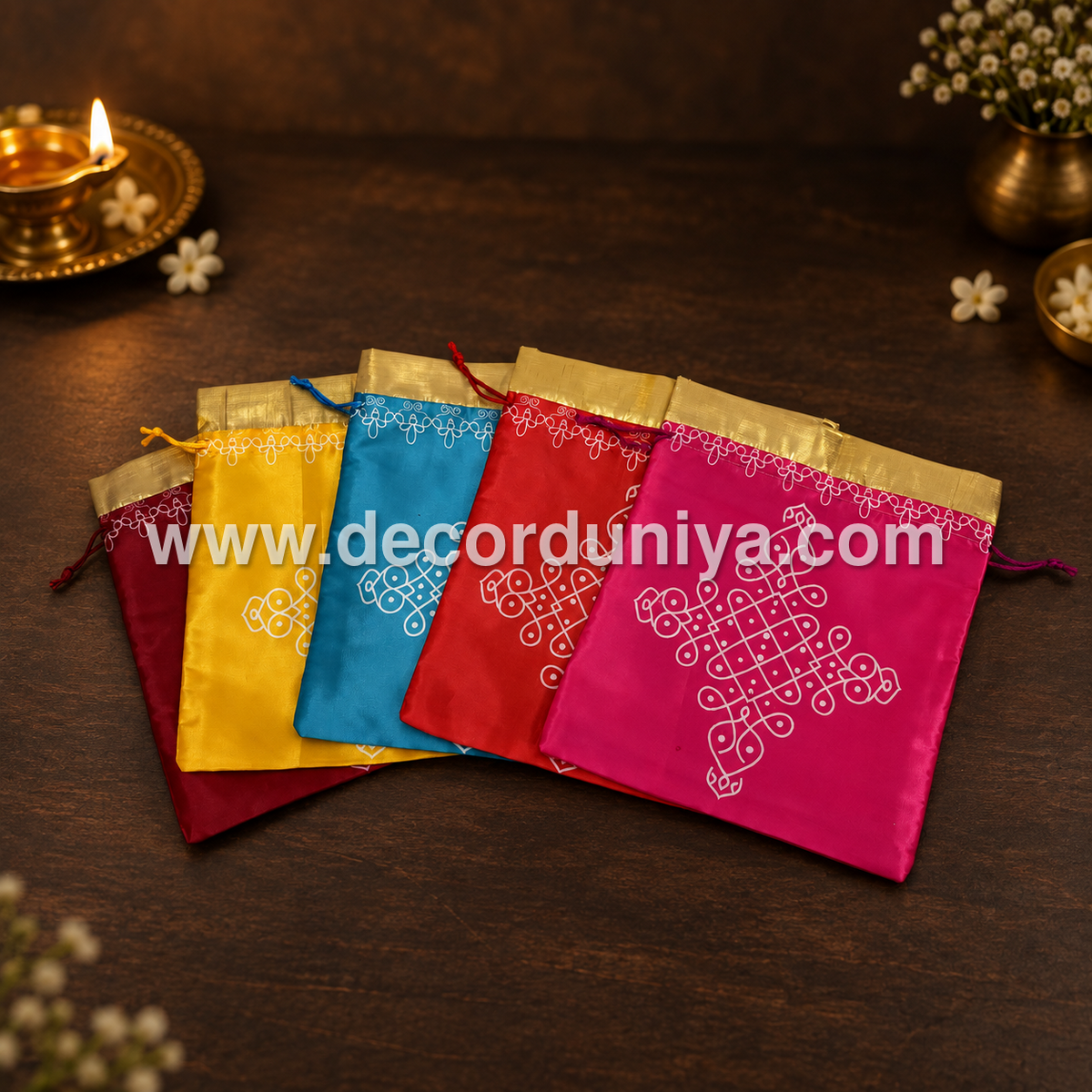 Potli Bag for Gifting, Wedding | Kolam Print Potlis - VB103