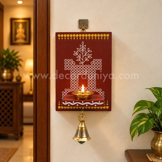 Wooden Kolam Wall Shelf, Vilakku Madam - VMN1