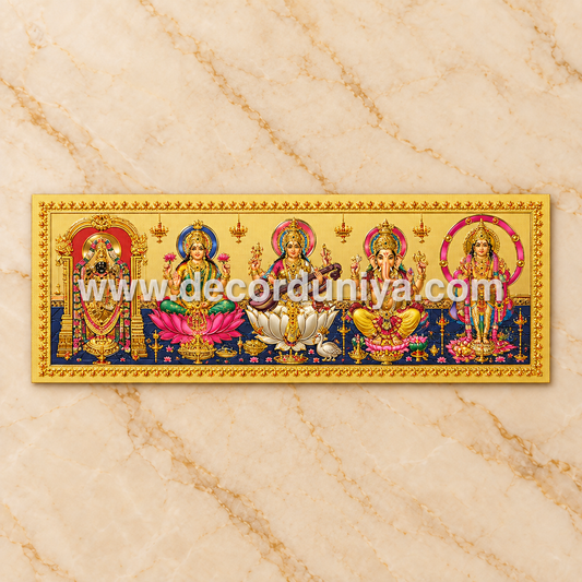 Thirupathi Balaji, Lakshmi, Saraswathi, Ganesha & Murugar Fridge Magnet | Metallic Gold Finish Hindu God Magnet – FM301