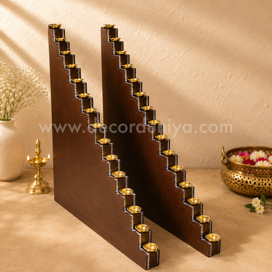 18 Steps Diya Stand Pair - Vilakku Padi - DS09